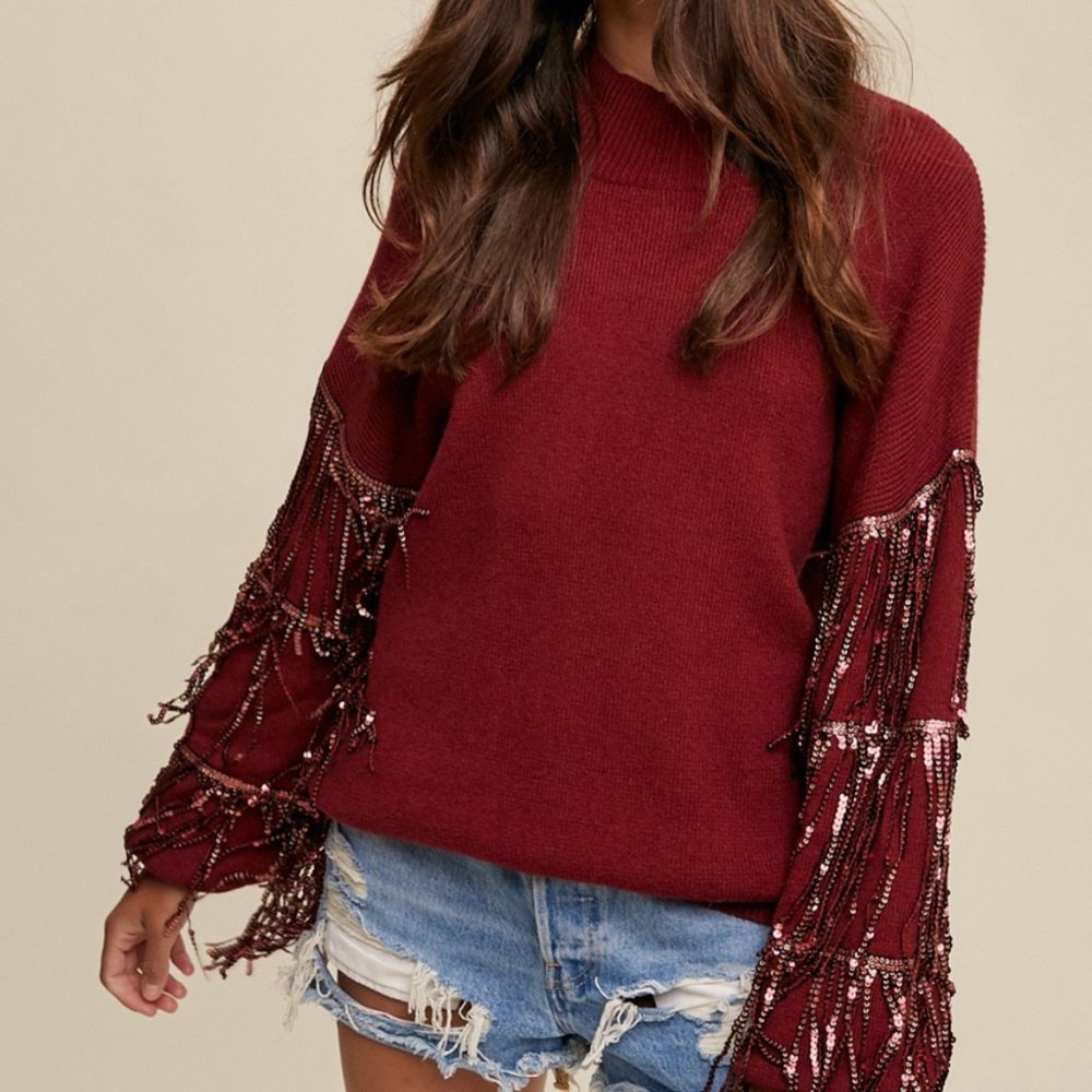 Party Fringe Red Sweater